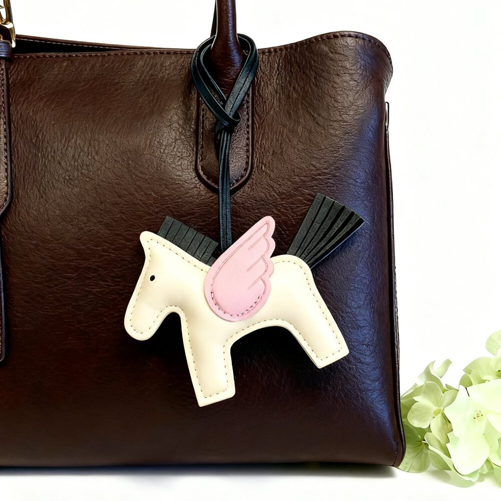 Cream and Pink Pegasus Horse Bag Charm or Keychain